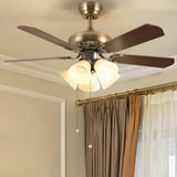 Classic Downwards White Flower Chandelier Fan Light Image - 4