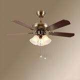 Classic Downwards White Flower Chandelier Fan Light Image - 5