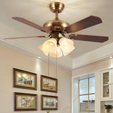 Classic Downwards White Flower Chandelier Fan Light Image - 6