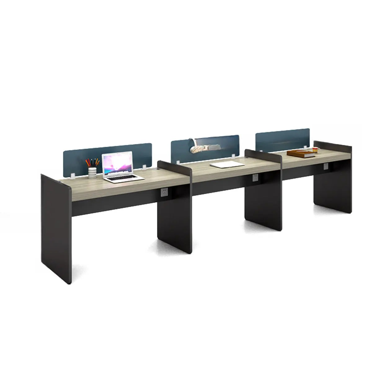 Classic Dual Workspace Oak Storage Office Furniture Set Image - 18