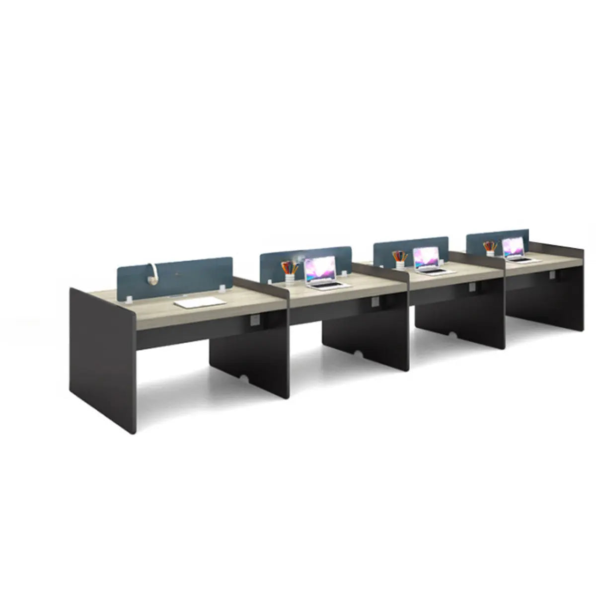 Classic Dual Workspace Oak Storage Office Furniture Set Image - 19