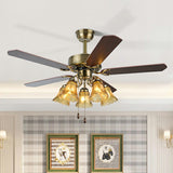 Classic Elegant 5 Blade Floral Ceiling Fan with Light Image - 14