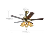 Classic Elegant 5 Blade Floral Ceiling Fan with Light Image - 16