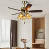 Classic Elegant 5 Blade Floral Ceiling Fan with Light Image - 2