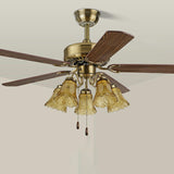 Classic Elegant 5 Blade Floral Ceiling Fan with Light Image - 8