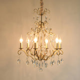 Classic Elegant Candle Gold Clear Crystal Bedroom Chandelier Image - 1