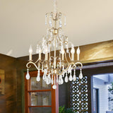 Classic Elegant Candle Gold Clear Crystal Bedroom Chandelier Image - 2