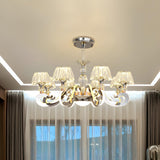 Classic Elegant Clear Crystal Round Curved Arms Chandelier Image - 1