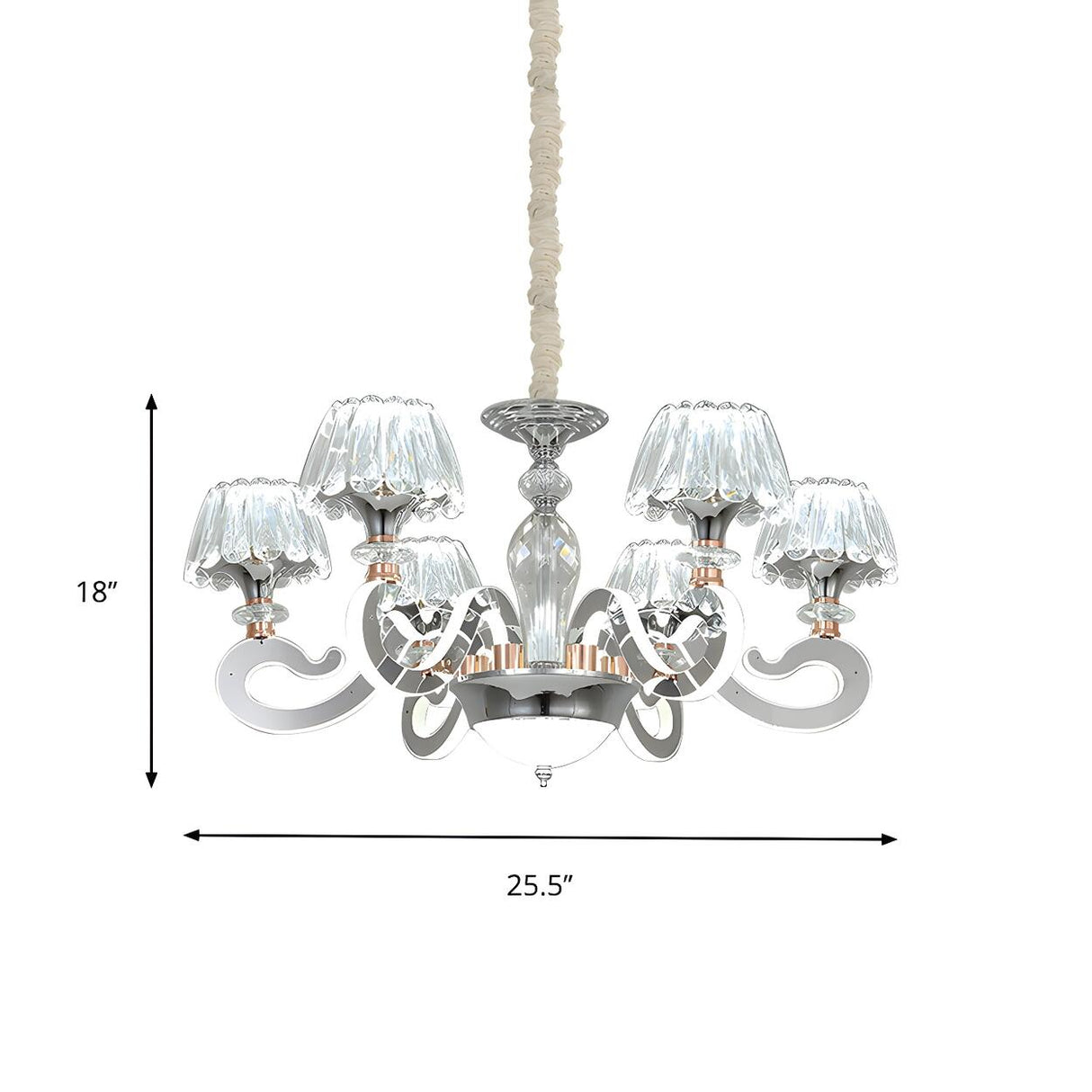 Classic Elegant Clear Crystal Round Curved Arms Chandelier Image - 9