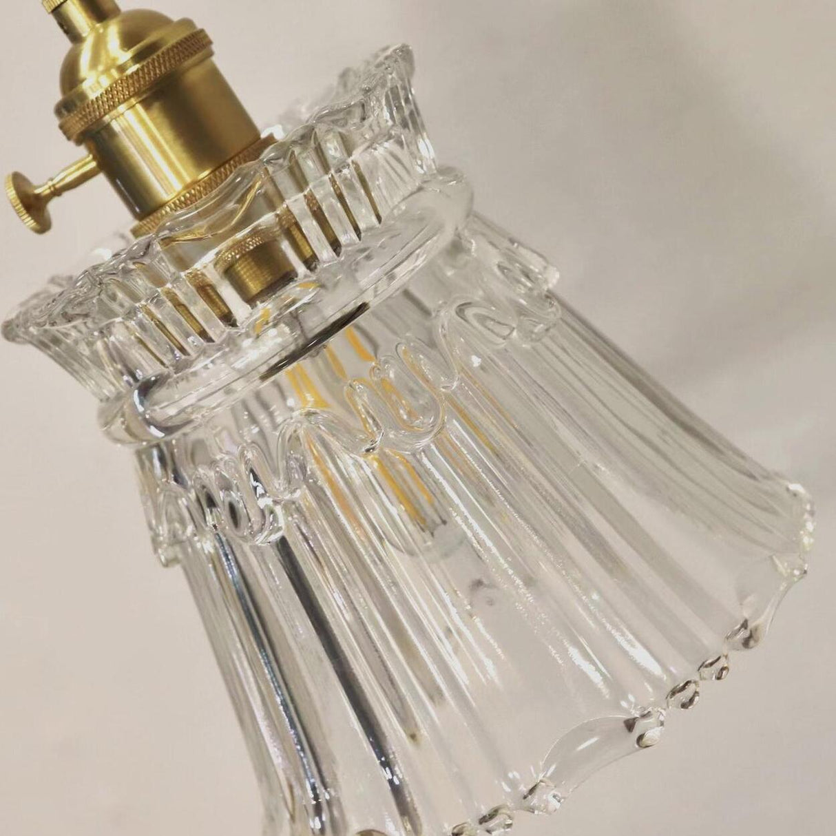 Classic Elegant Clear Glass Flared Living Room Pendant Light Image - 7