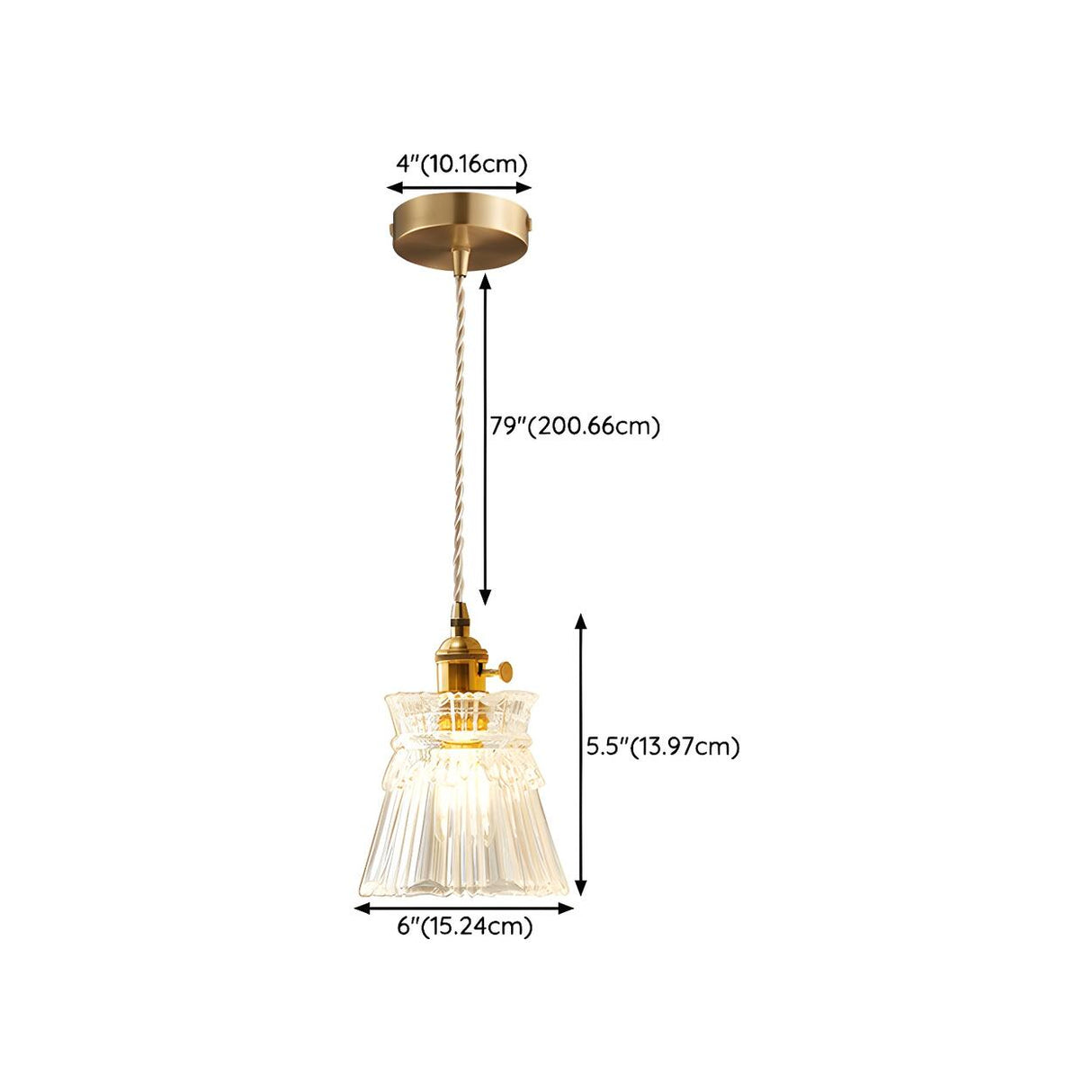 Classic Elegant Clear Glass Flared Living Room Pendant Light 