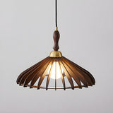 Classic Elegant Cone Wooden Dining Room Pendant Light Image - 7