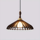 Classic Elegant Cone Wooden Dining Room Pendant Light Image - 8