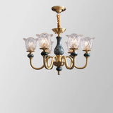 Classic Elegant Gold and Green Floral Glass Chandelier Image - 3