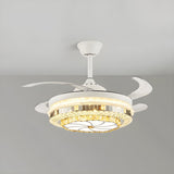 Classic Elegant Round Crystal Ceiling Fan with Light Image - 12