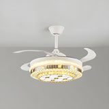 Classic Elegant Round Crystal Ceiling Fan with Light Image - 13