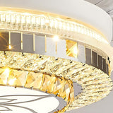 Classic Elegant Round Crystal Ceiling Fan with Light Image - 18