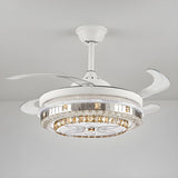 Classic Elegant Round Crystal Ceiling Fan with Light Image - 21