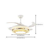 Classic Elegant Round Crystal Ceiling Fan with Light #size