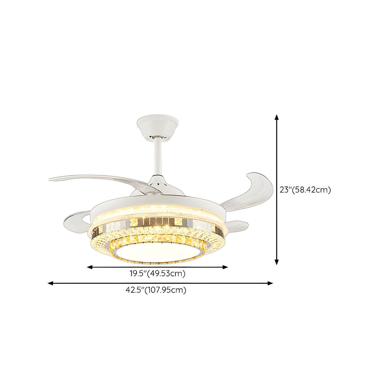 Classic Elegant Round Crystal Ceiling Fan with Light Image - 26