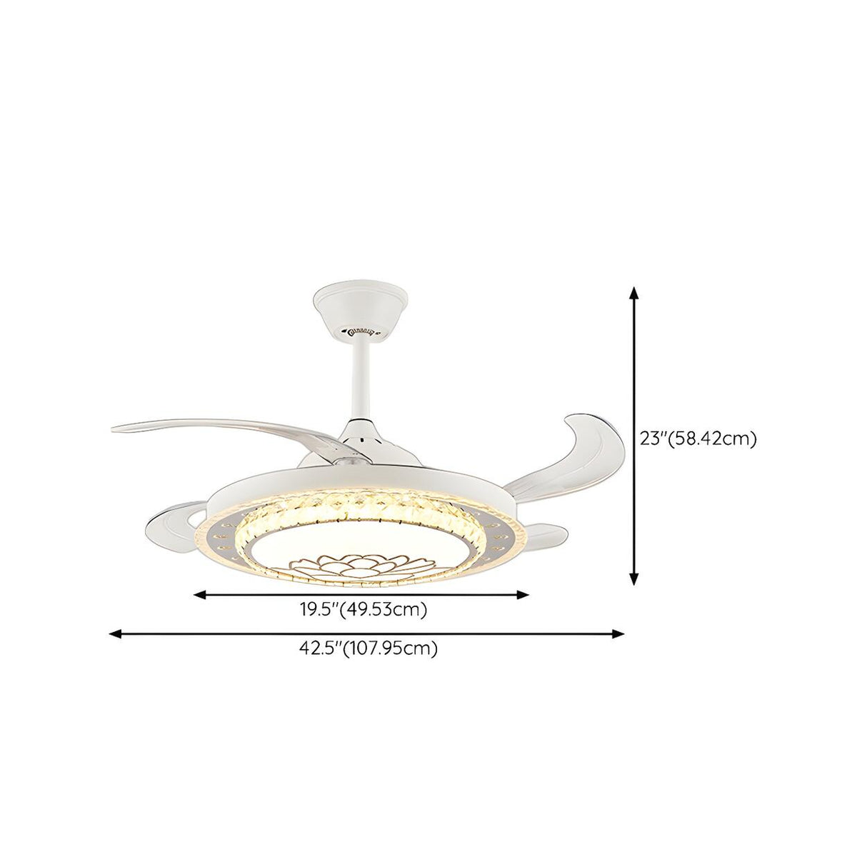 Classic Elegant Round Crystal Ceiling Fan with Light Image - 28