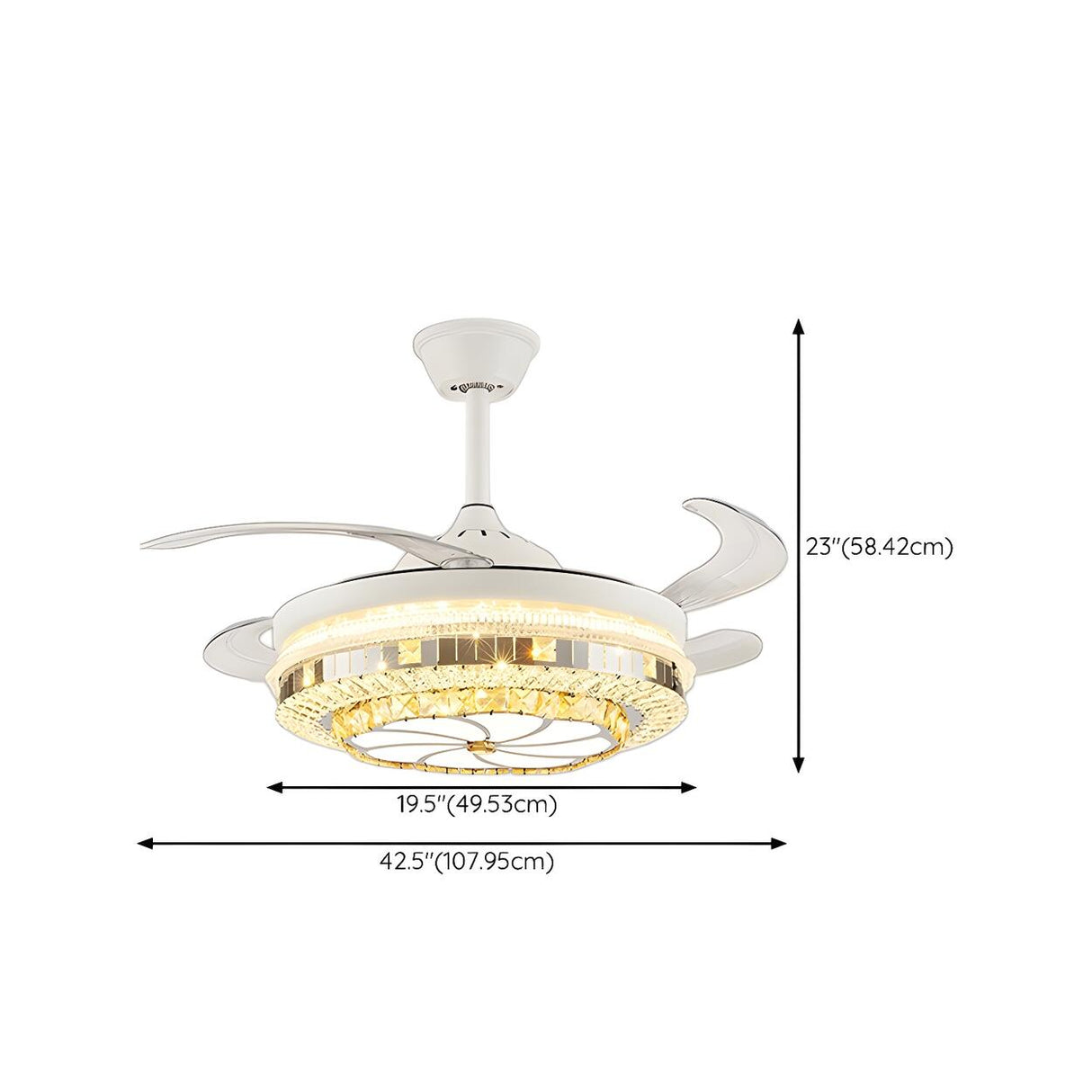 Classic Elegant Round Crystal Ceiling Fan with Light Image - 30