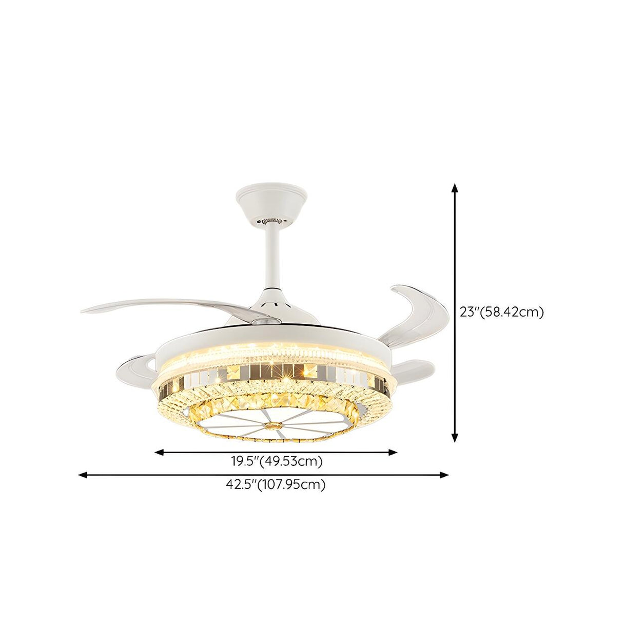 Classic Elegant Round Crystal Ceiling Fan with Light Image - 32