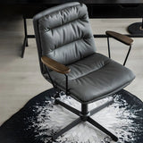 Classic Ergonomic Leather Black Adjustable Office Chair Image - 1