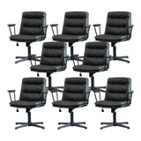 Classic Ergonomic Leather Black Adjustable Office Chair Image - 10