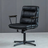 Classic Ergonomic Leather Black Adjustable Office Chair Image - 12