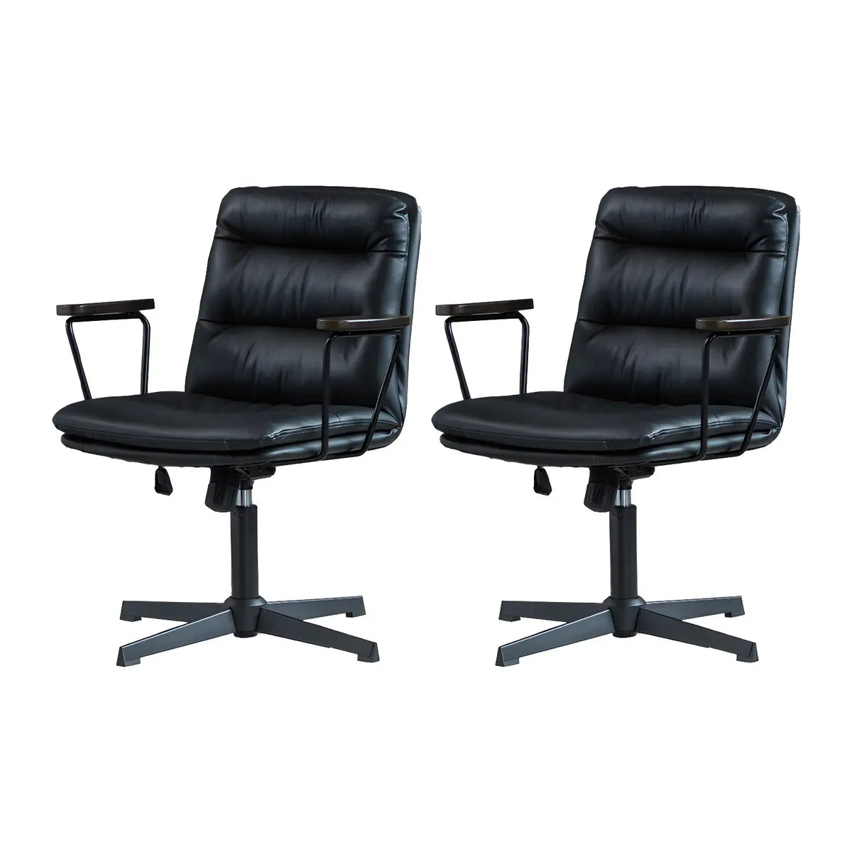 Classic Ergonomic Leather Black Adjustable Office Chair Image - 13