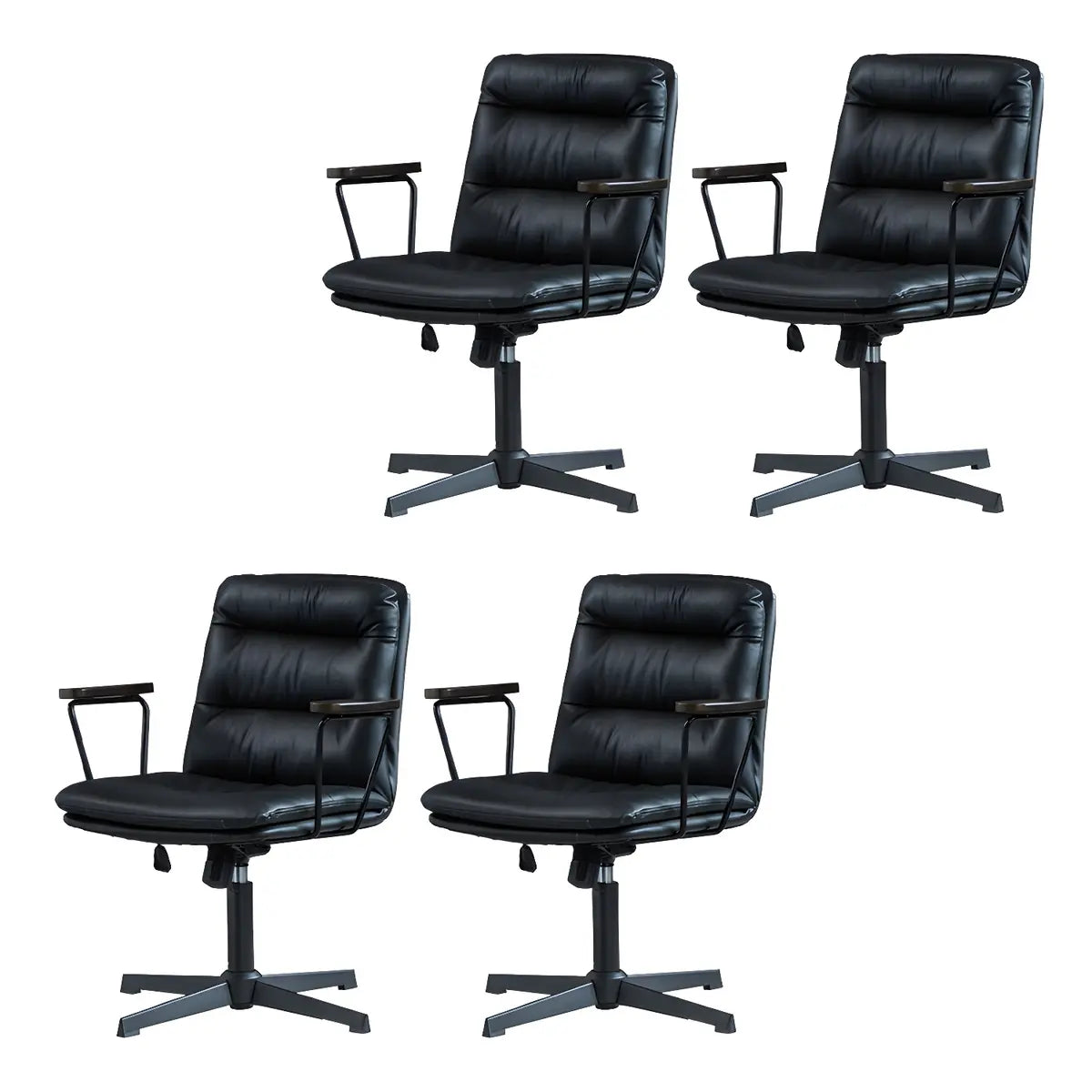 Classic Ergonomic Leather Black Adjustable Office Chair Image - 15