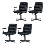 Classic Ergonomic Leather Black Adjustable Office Chair Image - 15