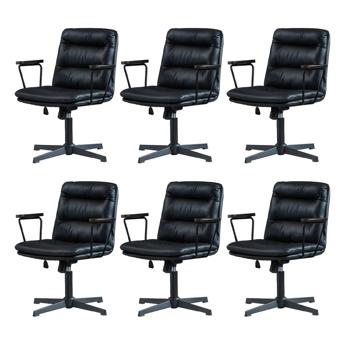 Classic Ergonomic Leather Black Adjustable Office Chair Image - 18