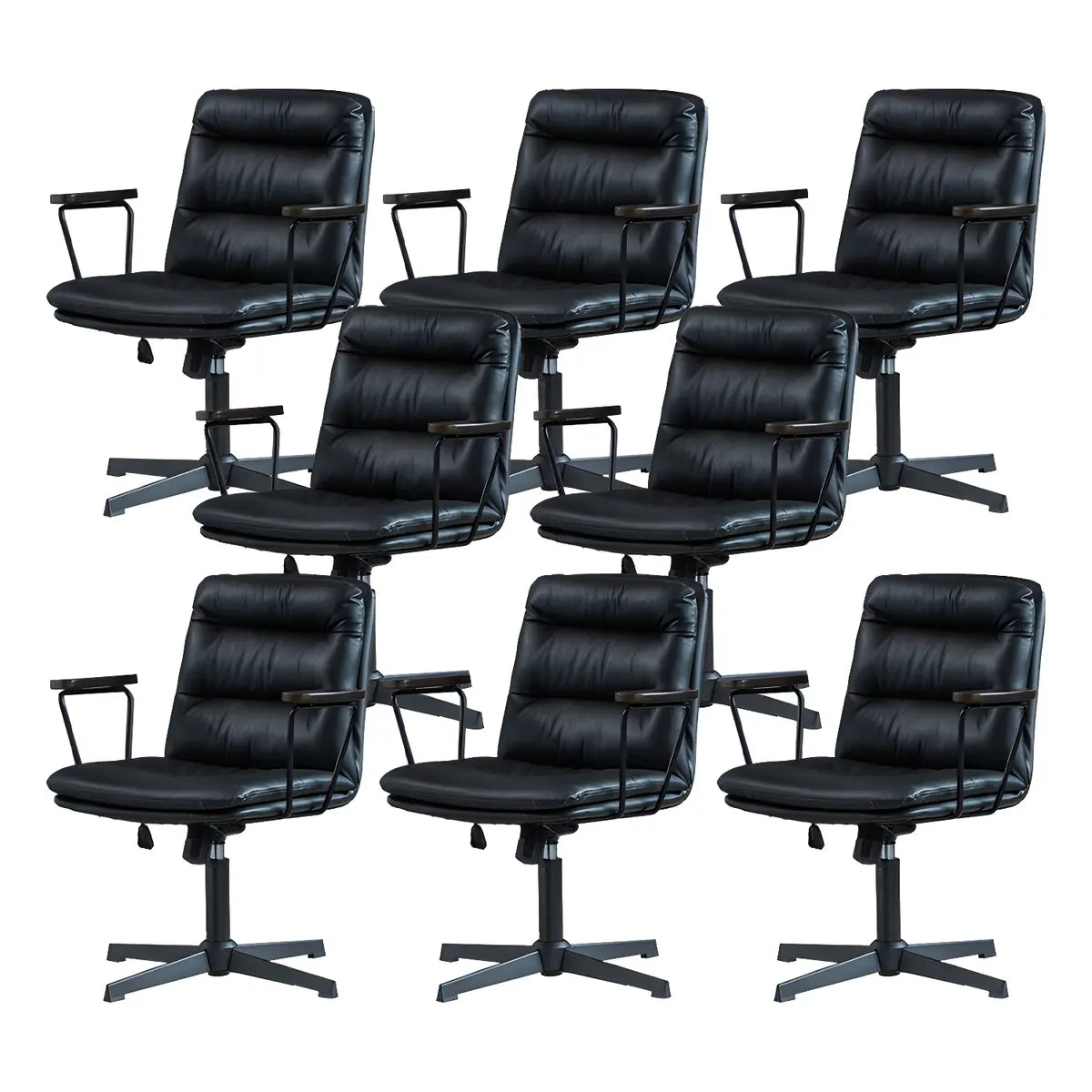 Classic Ergonomic Leather Black Adjustable Office Chair Image - 19