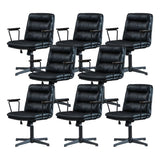 Classic Ergonomic Leather Black Adjustable Office Chair Image - 19