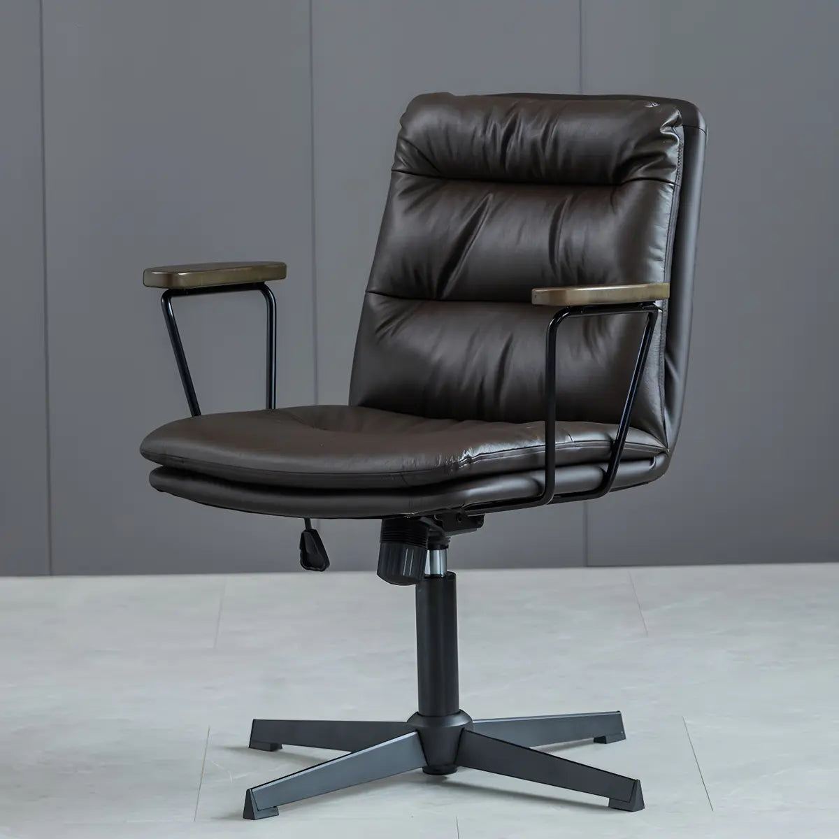 Classic Ergonomic Leather Black Adjustable Office Chair Image - 26