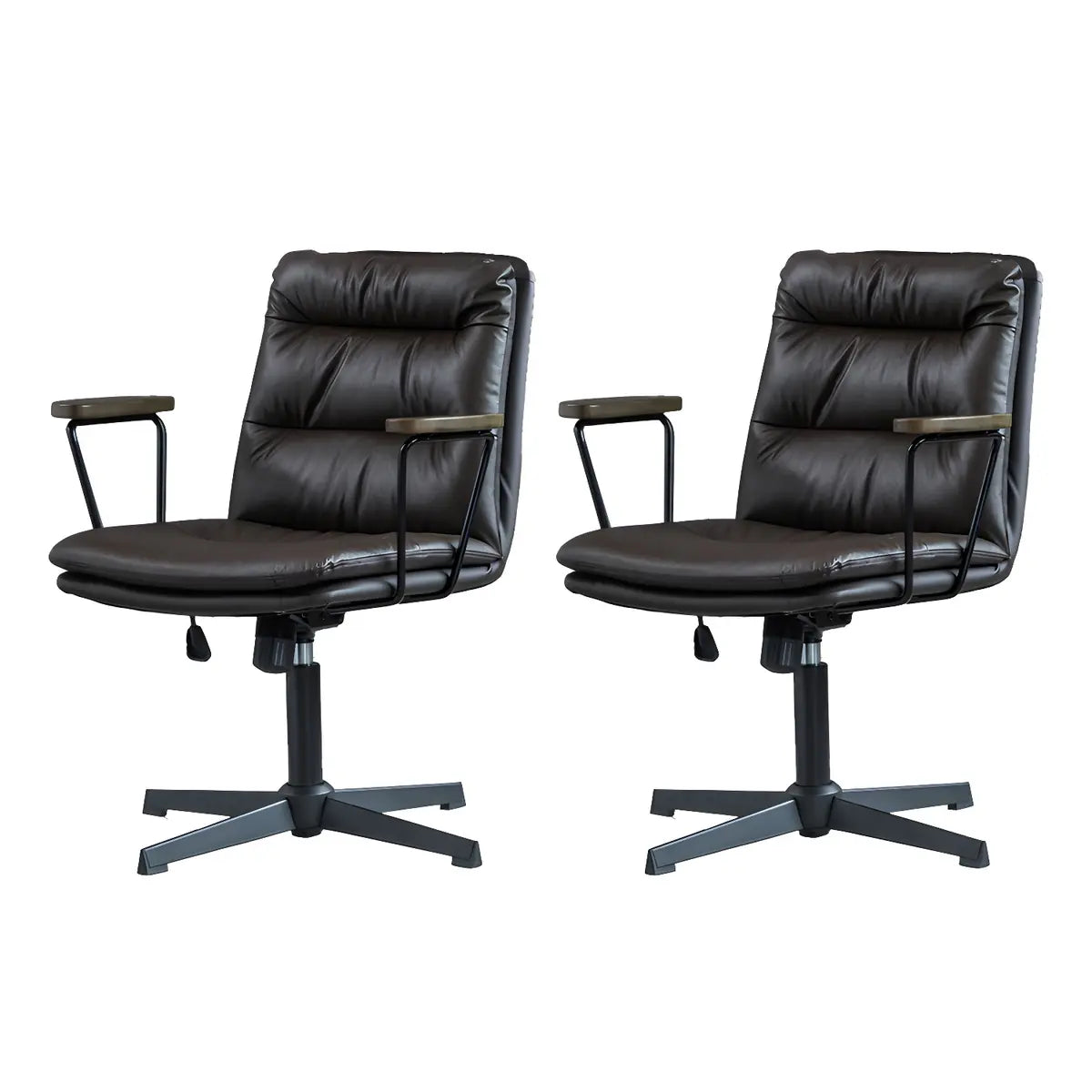 Classic Ergonomic Leather Black Adjustable Office Chair Image - 27