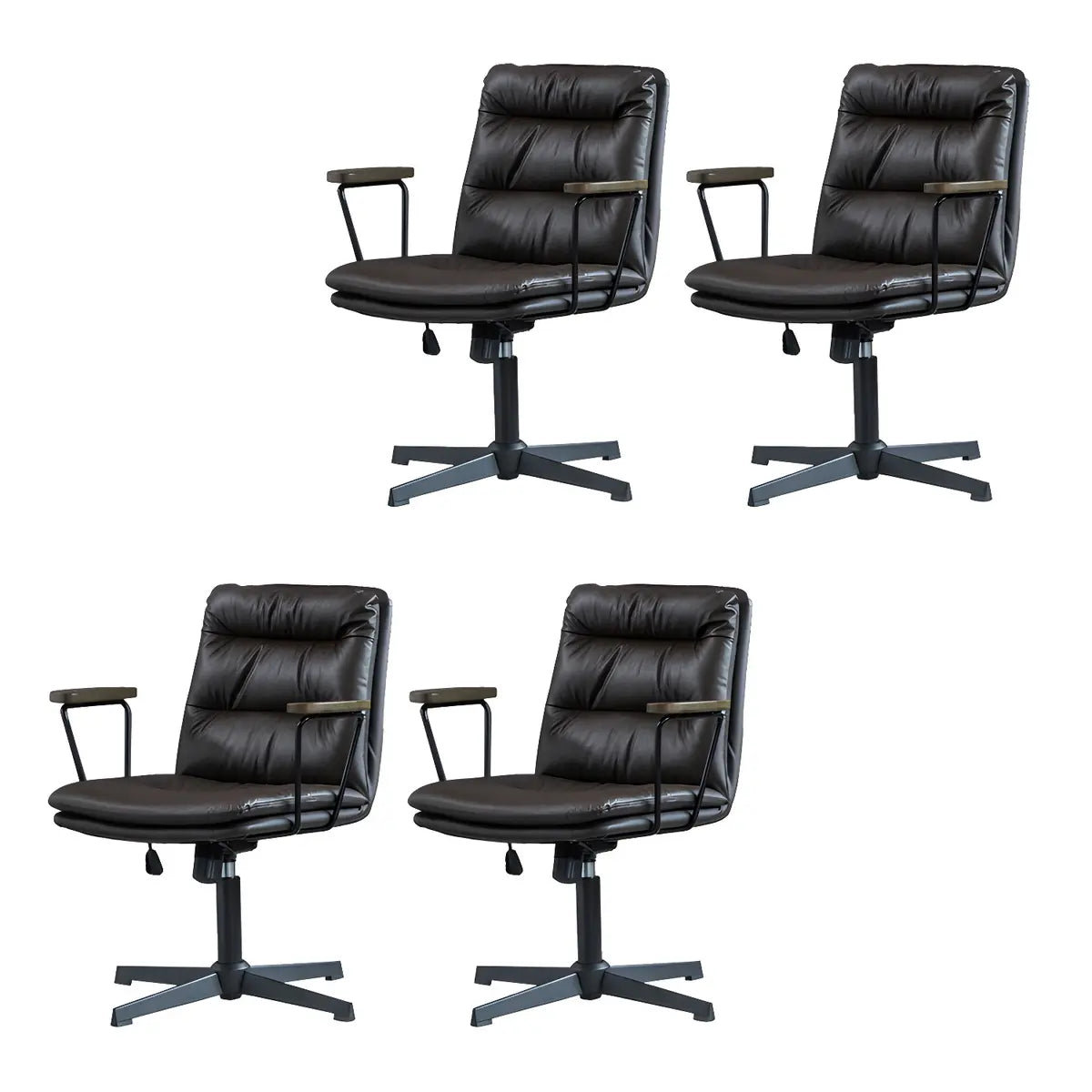 Classic Ergonomic Leather Black Adjustable Office Chair Image - 28