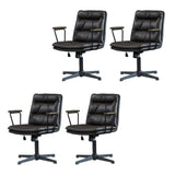 Classic Ergonomic Leather Black Adjustable Office Chair Image - 28