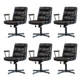 Classic Ergonomic Leather Black Adjustable Office Chair Image - 29