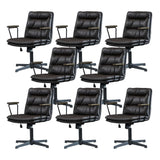 Classic Ergonomic Leather Black Adjustable Office Chair Image - 30