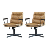 Classic Ergonomic Leather Black Adjustable Office Chair Image - 32