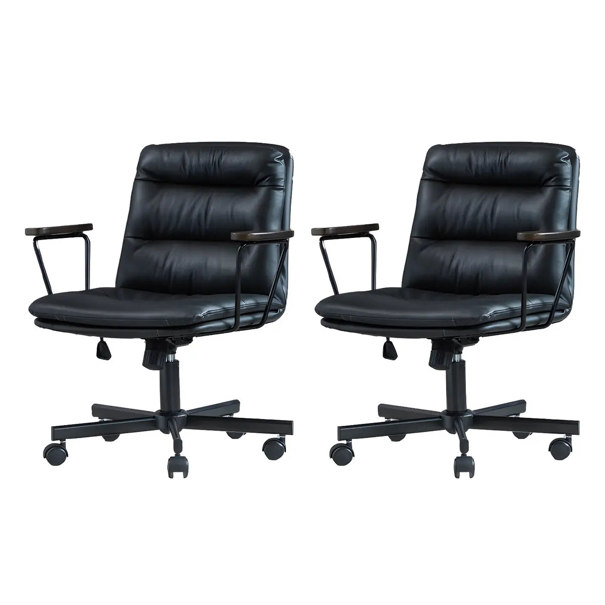 Classic Ergonomic Leather Black Adjustable Office Chair Image - 37