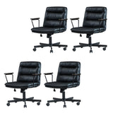 Classic Ergonomic Leather Black Adjustable Office Chair Image - 38