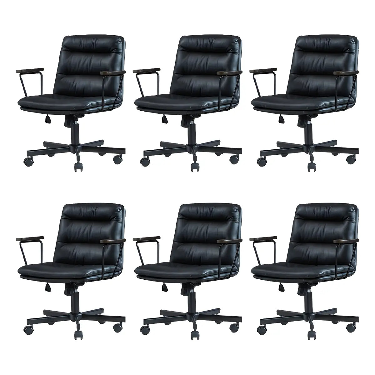 Classic Ergonomic Leather Black Adjustable Office Chair Image - 39