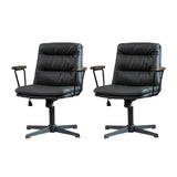 Classic Ergonomic Leather Black Adjustable Office Chair Image - 4