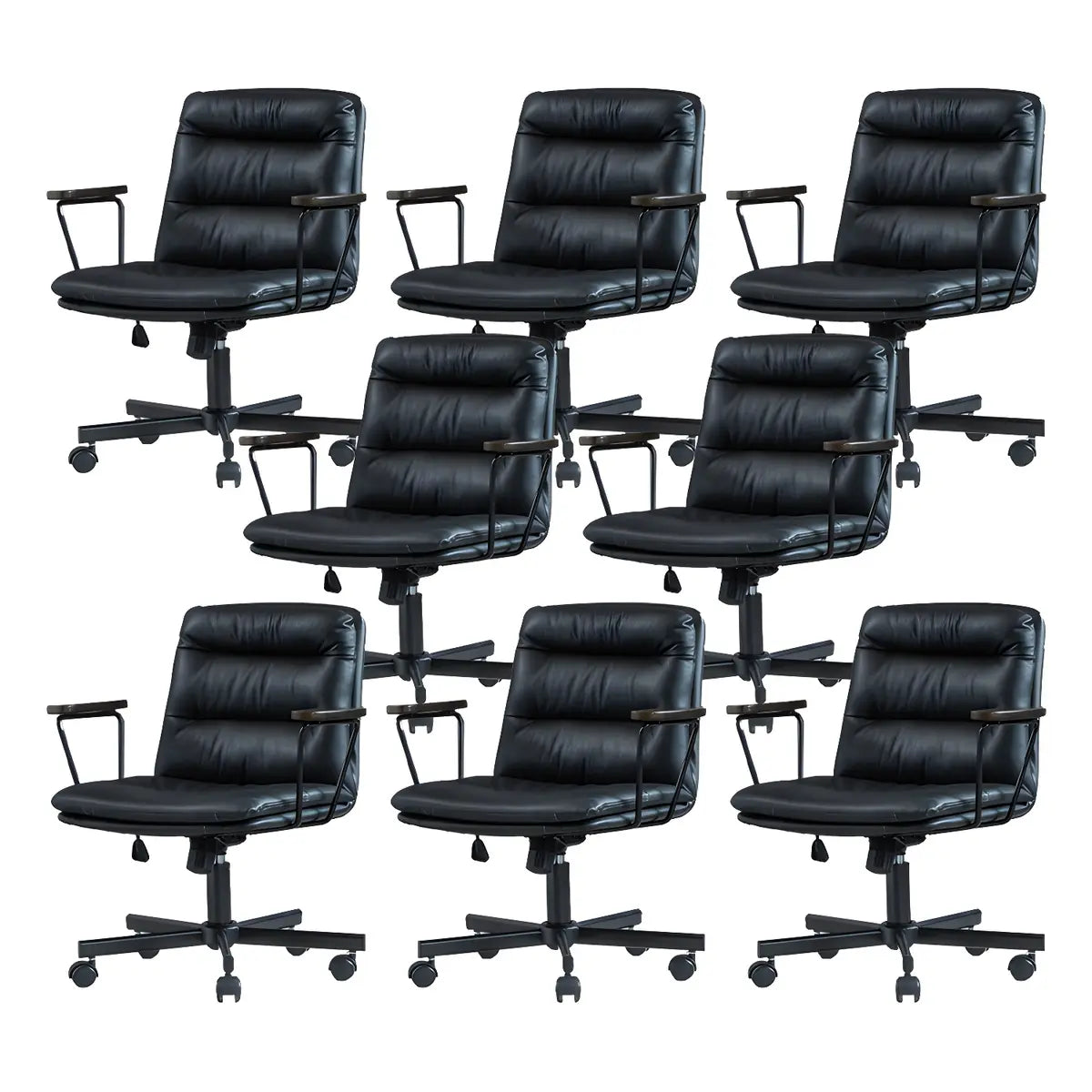 Classic Ergonomic Leather Black Adjustable Office Chair Image - 40