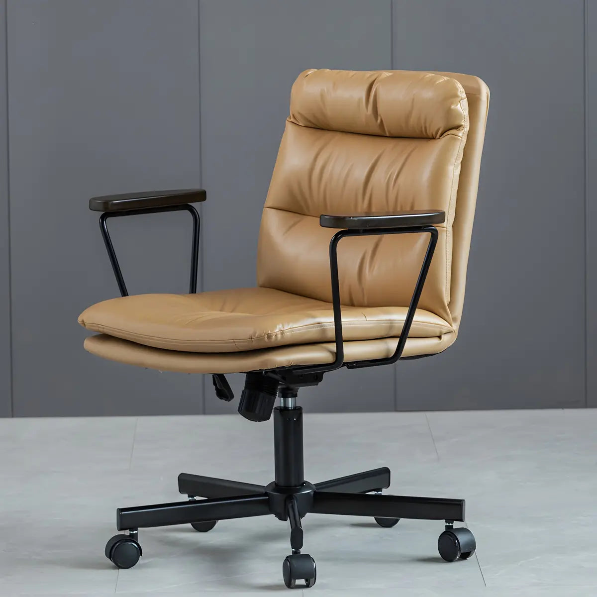 Classic Ergonomic Leather Black Adjustable Office Chair Image - 41