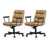 Classic Ergonomic Leather Black Adjustable Office Chair Image - 42